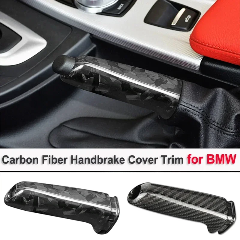 ل BMW E46 E90 E92 E60 E39 F30 F34 F10 F20 F31 F32 F36 ريال ألياف الكربون الجافة فرملة اليد غطاء القبضات اكسسوارات السيارات الداخلية