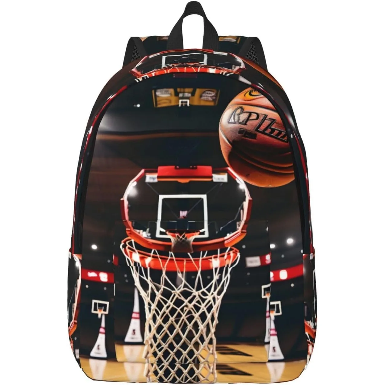 

Basketball Print Stylish Canvas Backpack,Travel Backpack With Pockets,For Hiking And Daily Use