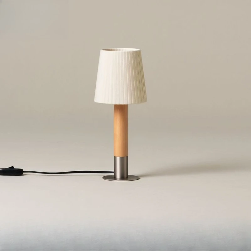 

pleated table lamp living room study bedroom style Korean solid wood bedside lamp decorative small table lamp
