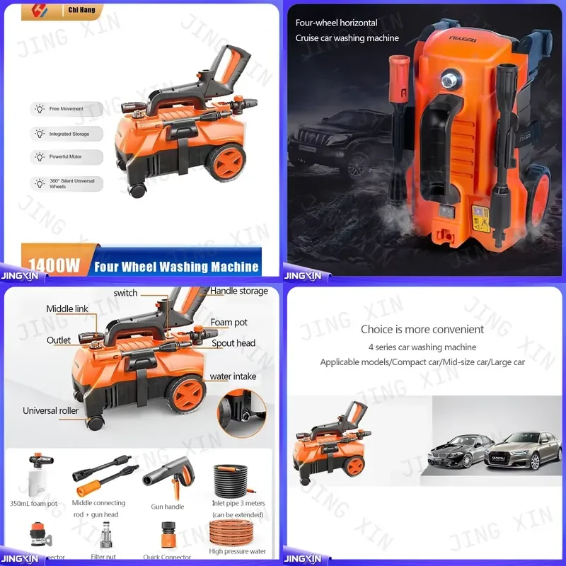 custom for High Pressure Car Washer Portable Electric Water Gun Foam Lance Cleaning Tool Auto Detailing Brush Kit Spray