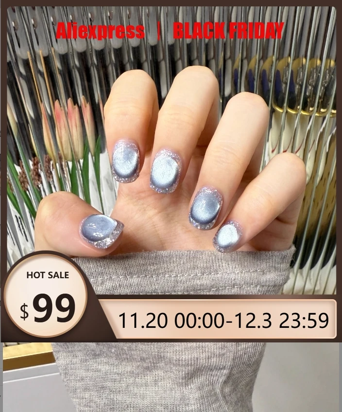 

10 шт., ногти ручной работы, синие, ретро, ручная роспись, трехмерное тиснение, короткие ногти «кошачий глаз», подходят для девочек, пресс на ногтях