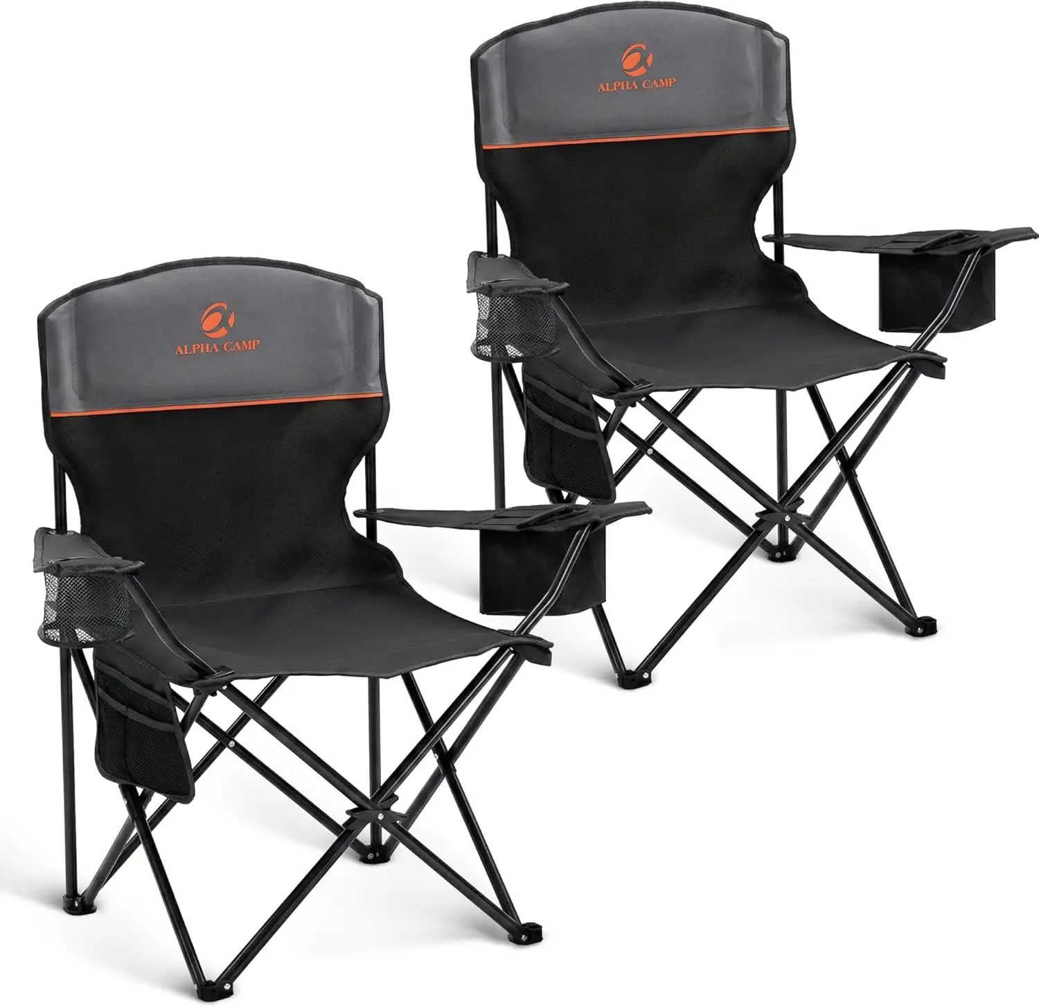 

Portable Camping Chair 2 Pack with Cooler, Cup Holder & Side Pocket, Folding for Beach, Fishing, Tailgates, Sports, 2PC