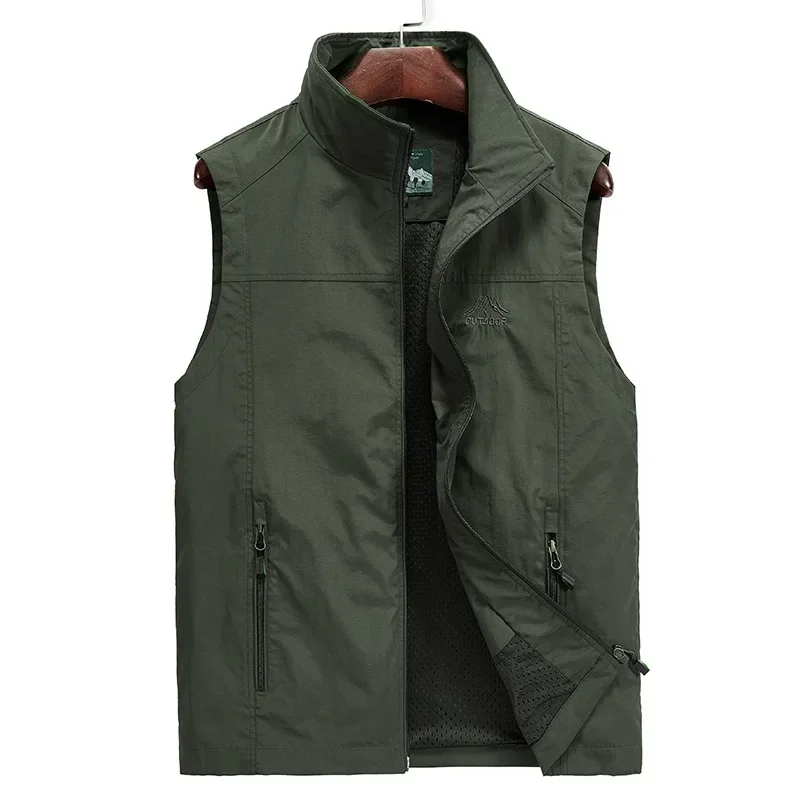 Maidangdi Men's Outdoor Leisure Quick Drying Vest Photographer Vest Fishing Daily Travel  Zipper Sleeveless  High collar Vest