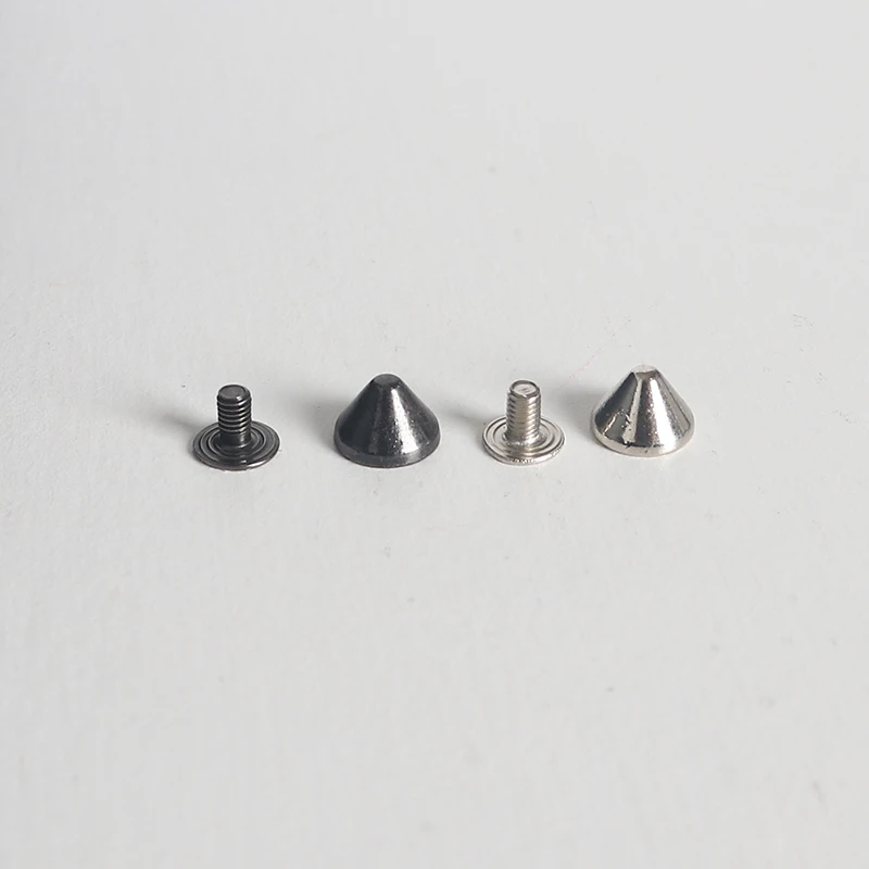 100sets Cone Spots Metal Punk Spike Leathercraft Rivets Bullet Spikes Rivets for Collar Shoes,9*6mm