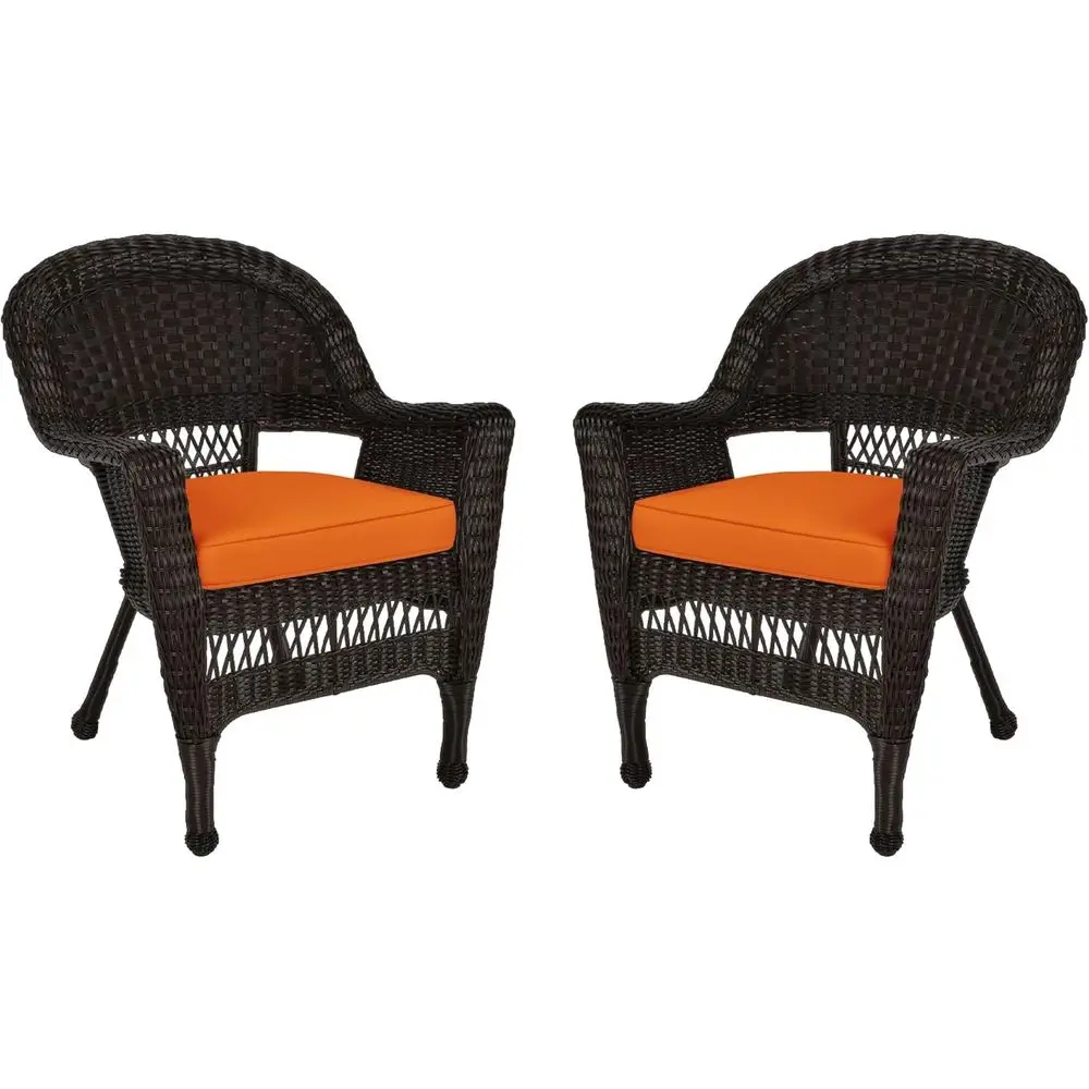 

Pair of Wicker Chairs with Orange Cushions