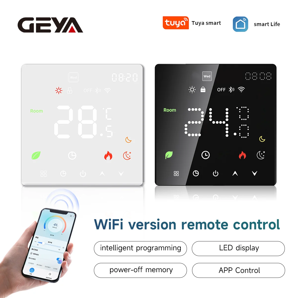 

Умный Wi-Fi термостат GEYA Tuya для электрического и водяного напольного отопления, а также для газового котла, настенный терморегулятор