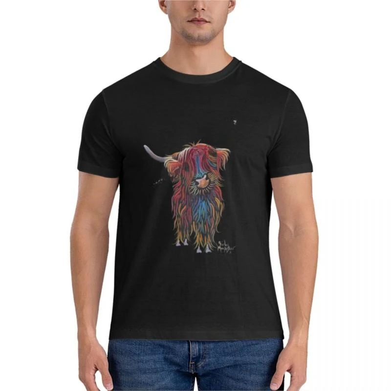 man brand t-shirt men cotton teeshirt Scottish Hairy Highland Cow ' BaBe ' by Shirley MacArthur Classic T-Shirt men clothing