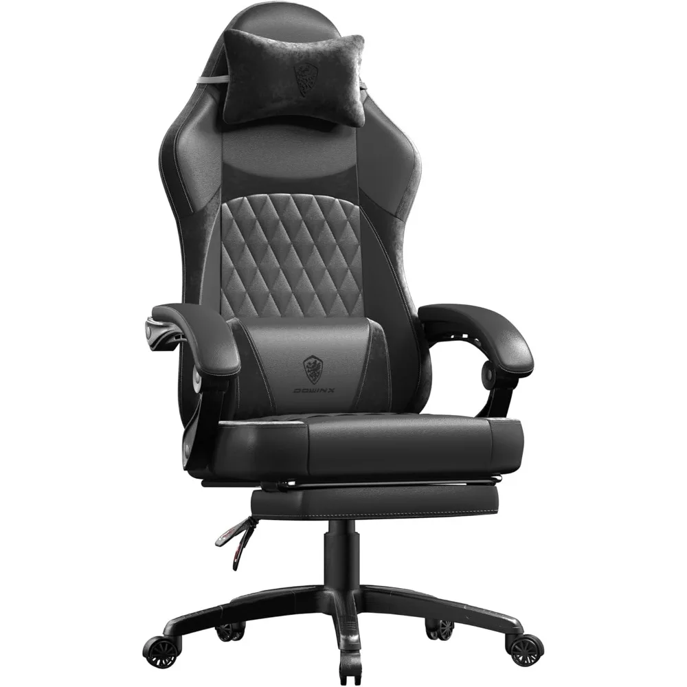 

Ergonomic gaming chair with pocket spring cushion, massage lumbar support, footrest, high back leather for office gaming,300LBS