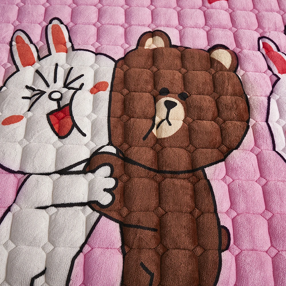 Winter Milk Velvet Teddy Bear Blanket Single Double Queen King Mattress Thickened Warm Elastic Non Slip Mats Dormitory BedCover