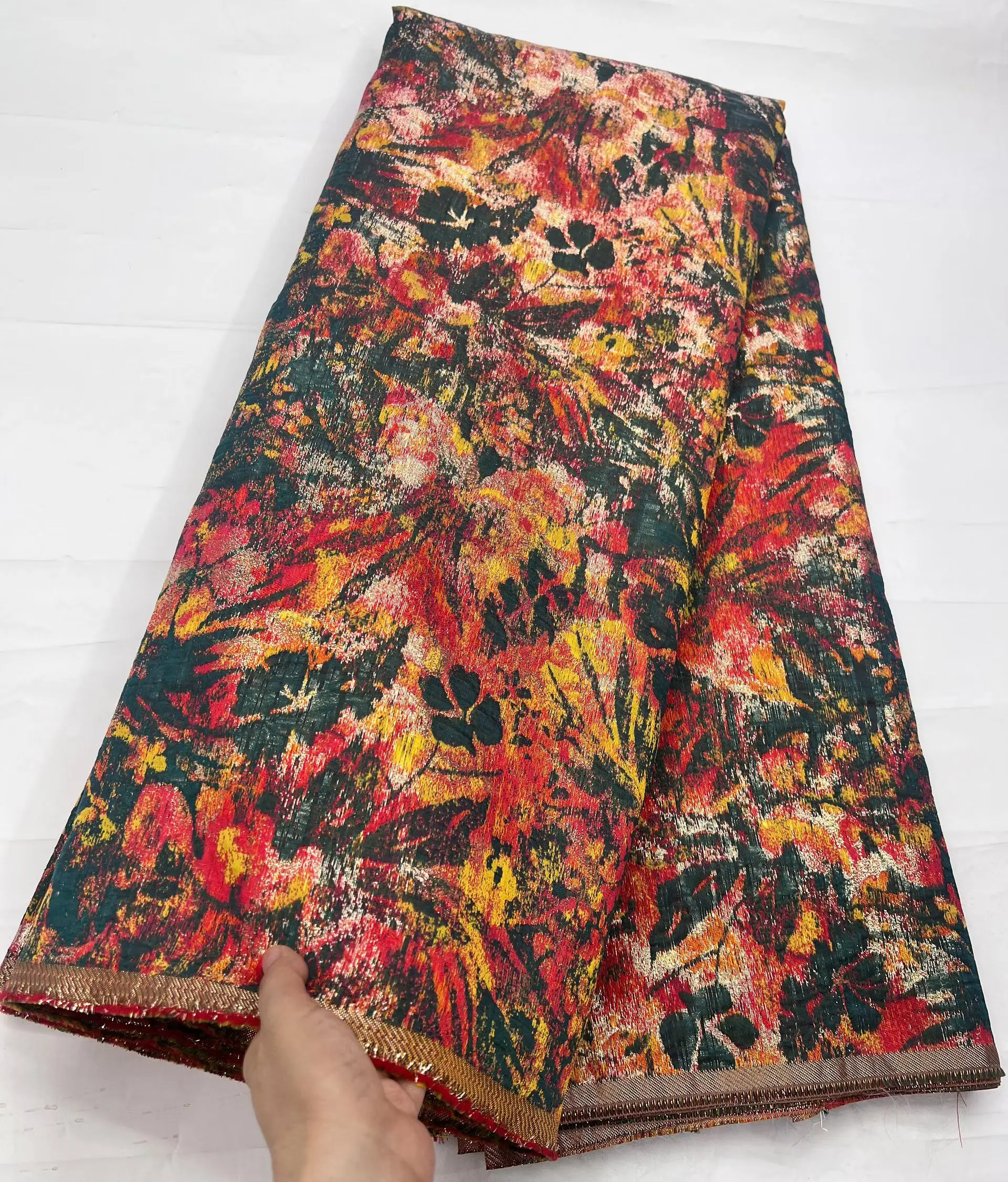 

Новое поступление, красная красочная красотка, дамасская парча, африканская кружевная ткань, 2025, французская жаккардовая парча, кружевная ткань для вечеринки, KHD25194