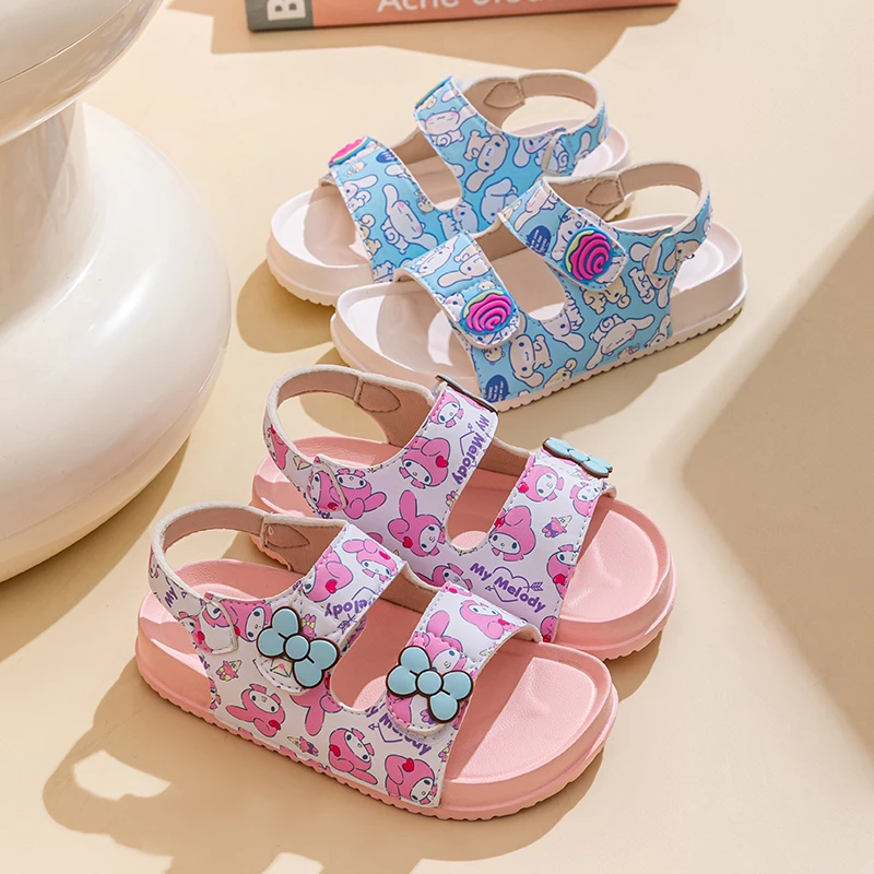 

Miniso Sanrio Kuromi New Children'S And Girls' One-Piece Sandals Summer Boys' Beach Shoes Anti Slip Soft Sole Eva Princess Shoes