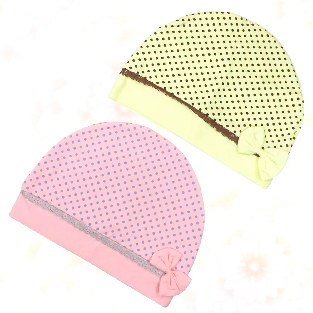 

2pcs Dot Bowknot Postpartum Confinement Hat Women Soft Cotton Turban Cap Chemo Head Wrap Sleep Running Hiking Accessory
