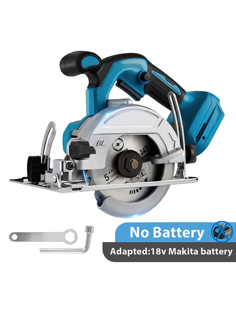 Bürstenlose Mini-Elektrokreissäge 10800 U/min 125mm Kabellos Winkelverstellbar Holzbearbeitungs-Gartenwerkzeug für 18V Akku