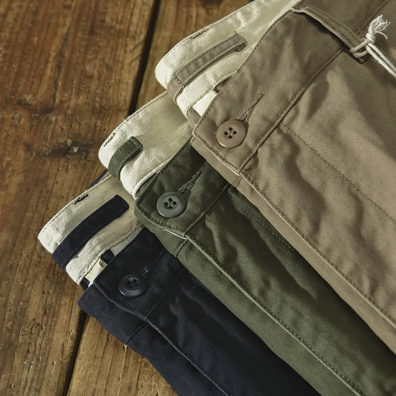 

Японские рабочие брюки из чистого хлопка, мужские брюки цвета хаки, весенне-осенние, зимние, прямые, свободные, повседневные, длинные брюки, молодежная мода