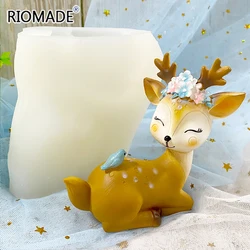 NEW 3D Sika Deer Silicone Mold Chocolate Mousse Fondant Cake Decorating Tools DIY Making Candle Aromatherapy Gypsum Resin Mould