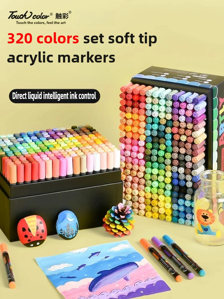 

TouchColor 192/240/320 Colors Direct Liquid Acrylic Markers Soft Tip Washable Layering Stationery PK GN School Art Supplies