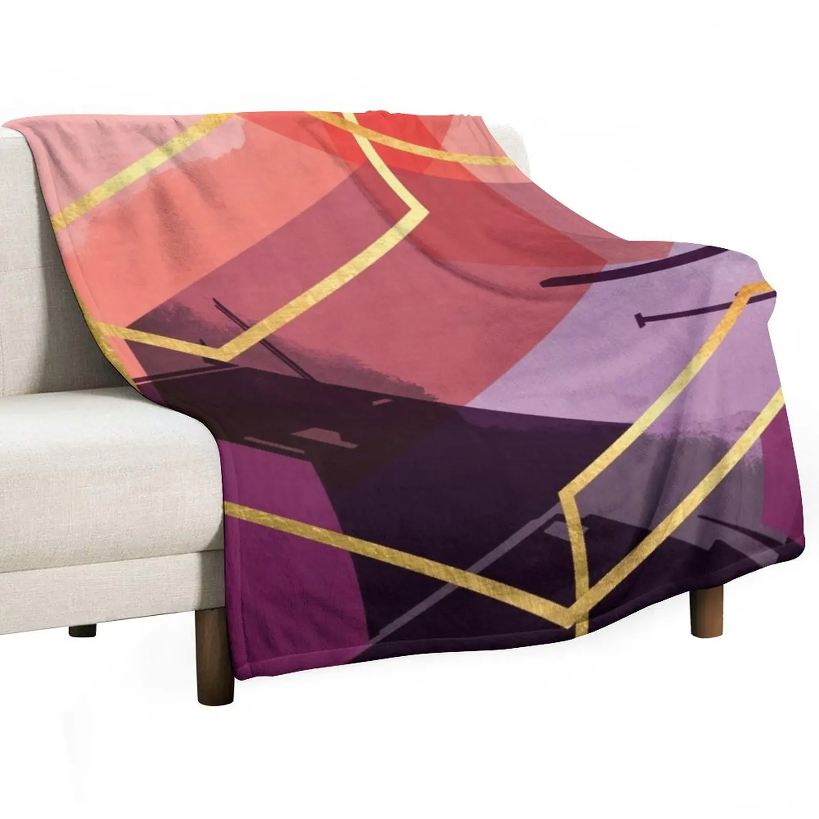 Abstract Landscape in Magenta, Coral and Plum Throw Blanket Weighted blankets and throws Hairy Luxury St Loose Blankets