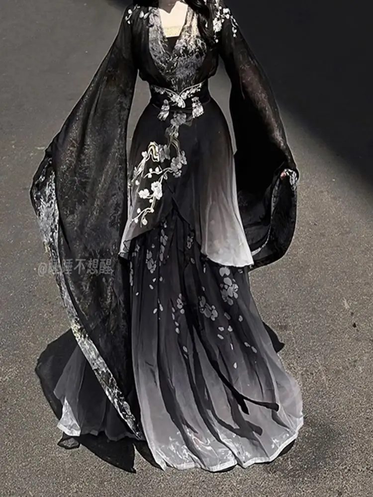 Southern And Northern Dynasties Style Qing Hanfu Heavy Industry Embroidery Waist Skirt Set Martial Arts Jianghu Dress