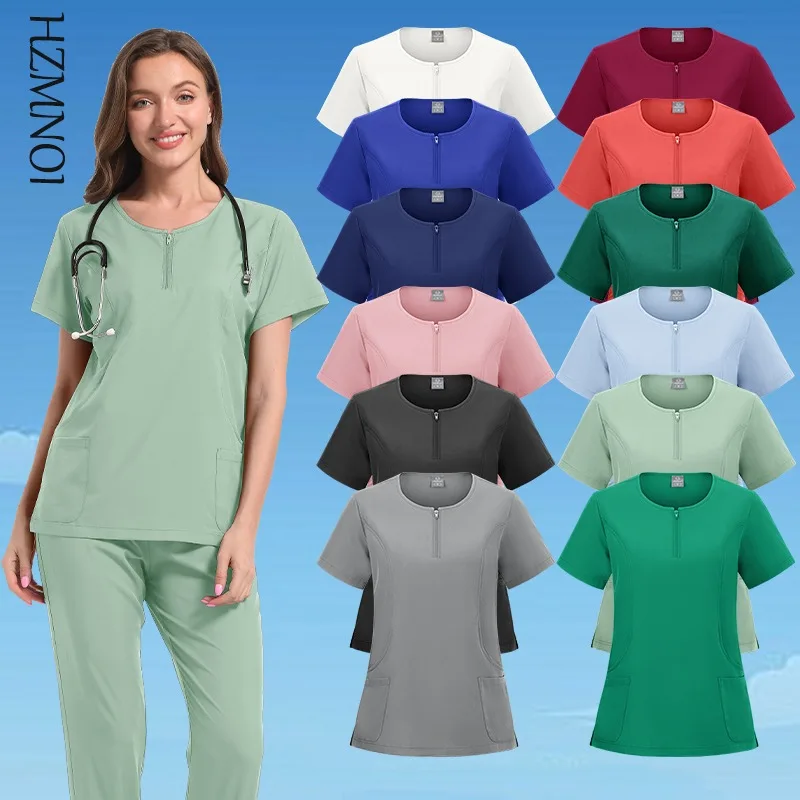 Vestaglie chirurgiche da donna, set di scrub medico da infermiera, abbigliamento da lavoro per salone di bellezza, camicie cliniche, top e pantaloni, abiti clinici da infermiera