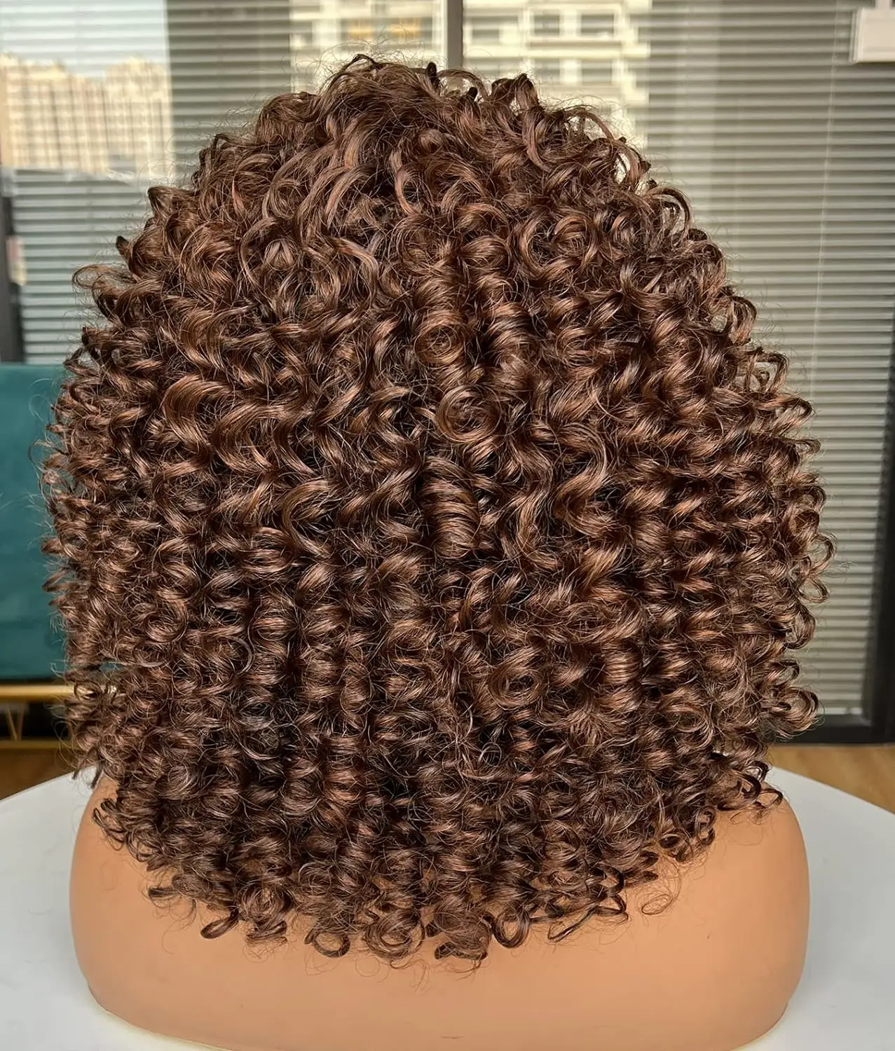 Short Curly Synthetic Wigs for Black Women with Bangs Afro Short Kinky Curly Big Bouncy Hair Wig14 inch