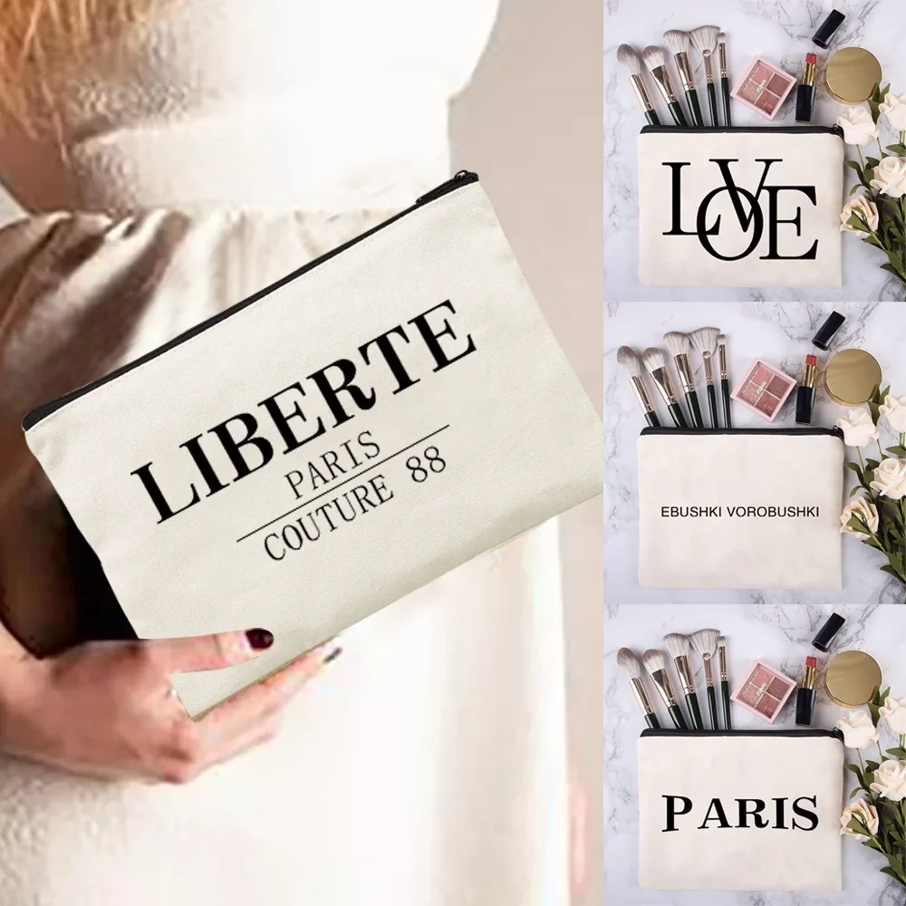 

Косметичка для девочек с текстовым узором, свадебный чехол для стирки, классическая сумка-органайзер, косметичка, подарки для женщин, косметичка