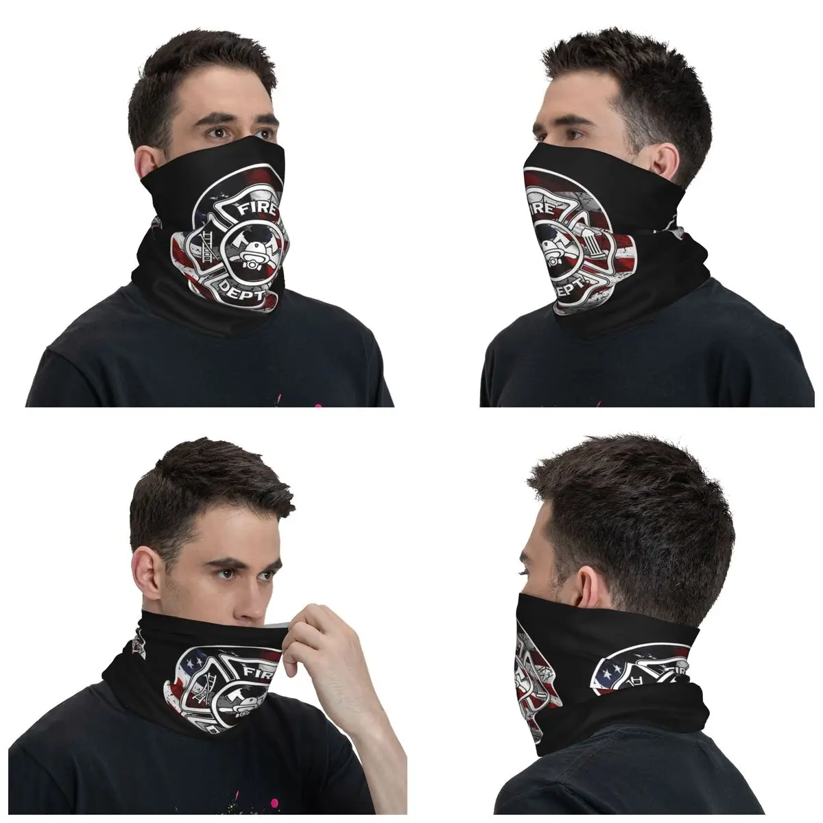 Fire Department Firefighter Logo Dispatch Fire Rescue Bandana Neck Gaiter Balaclavas Wrap Scarf Cycling Fishing for Men Women