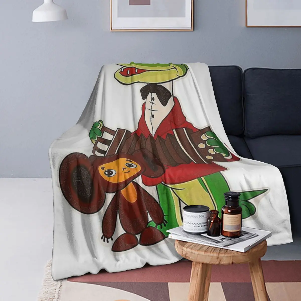 

Cheburashka And Gena Blankets Soft Warm Flannel Throw Blanket Bedspread for Bed Living room Picnic Travel Home Couch