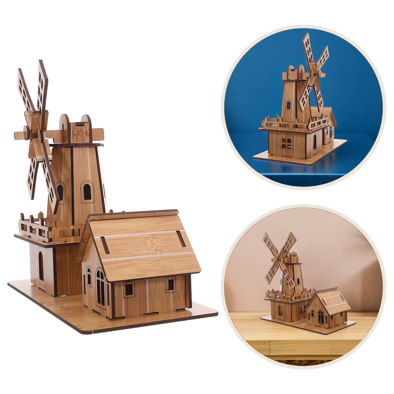 

1Set Windmill Craft Puzzle DIY Science Experiment Assembly Stem Building Kit Children Handmade Mini House Project