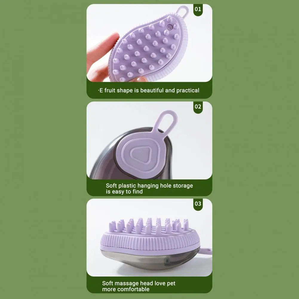 

Pet Bath Brush Pet Grooming Bath Brushes with Soap Shampoo Dispenser for Dogs Cats Soft Silicone Bristle Massage Brush Long