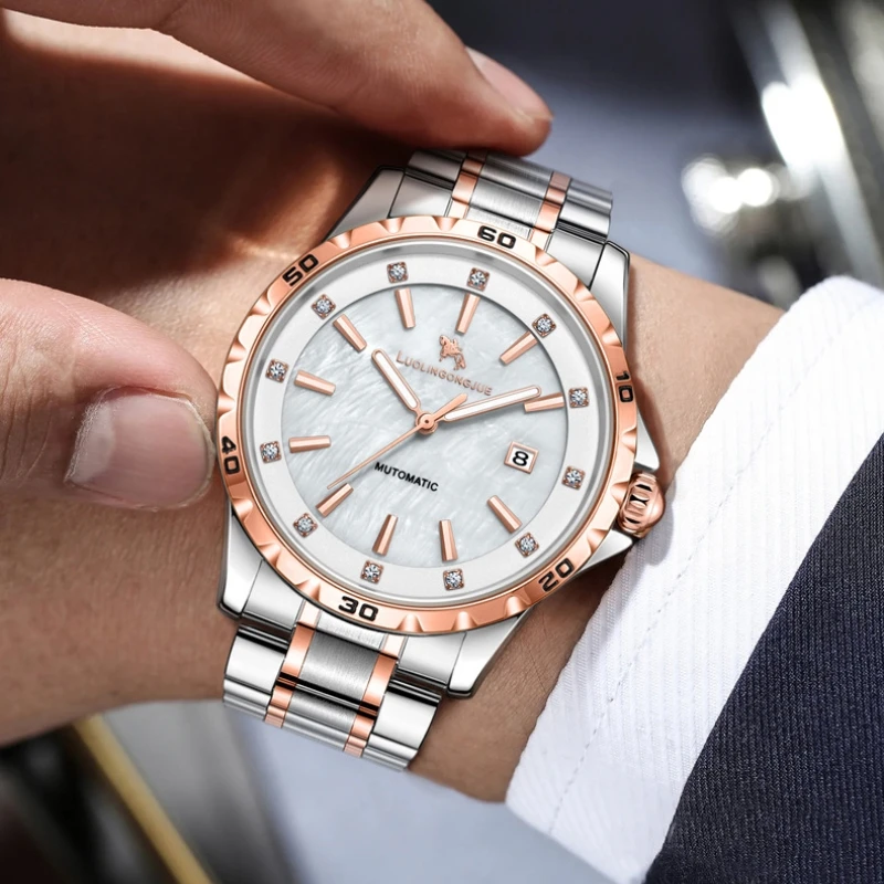 

Высококачественные деловые мужские механические часы в европейском, американском, японском и корейском стиле, с дизайном скелета и ремешком из нержавеющей стали с автоподзаводом, бестселлерные мужские часы, модные, повседневные, простые и уникальные наруч