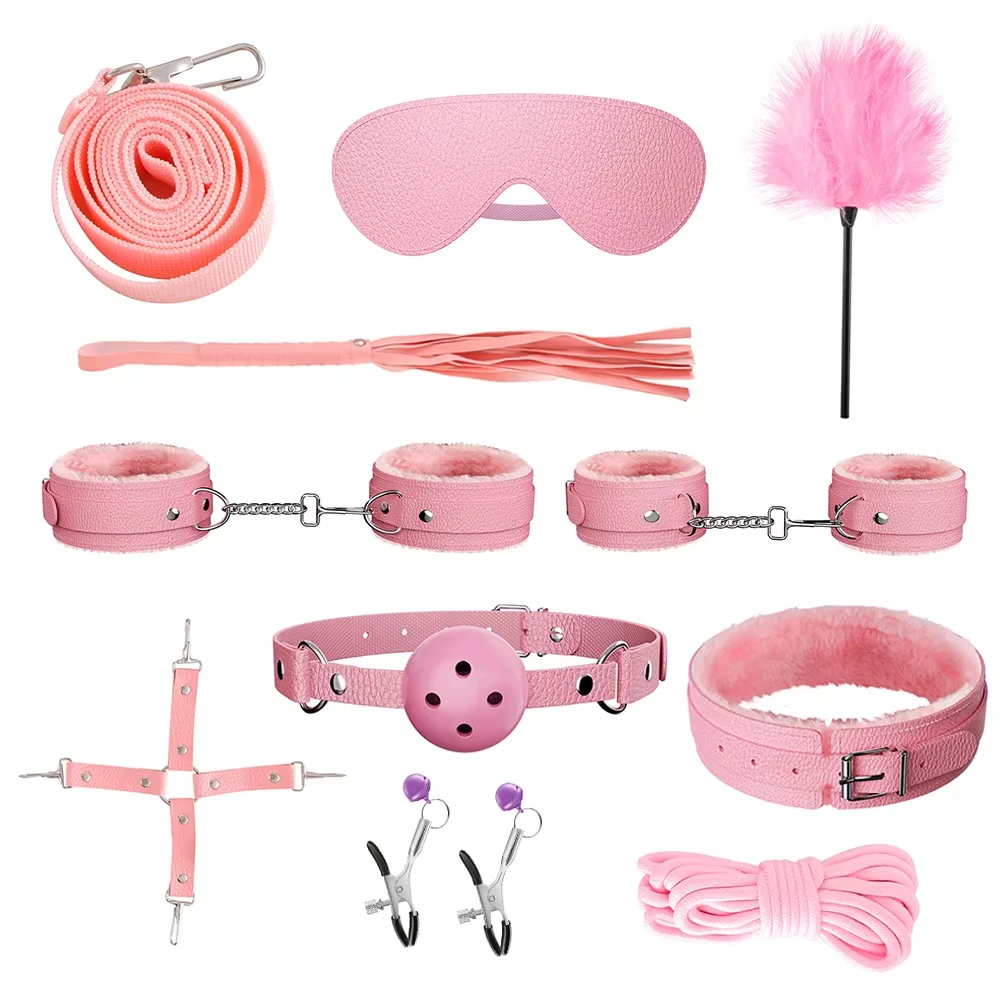 ألعاب الجنس BDSM عبودية أطقم جلد طبيعي ضبط النفس مجموعة أصفاد طوق الكمامة الهزاز ألعاب الجنس للنساء الأزواج ألعاب الكبار