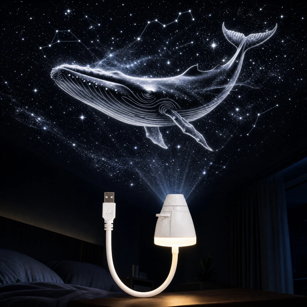 HD Focusable Star Projector Lamp Night Light USB Portable Ambient Light for Bedroom Living Room Car Door Welcome Light Christmas