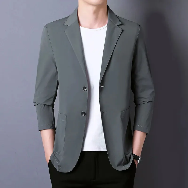 

Summer Thin Casual Suit Jacket Men Korean Style Loose Sunscreen Terno Masculino High Quality Single-Breasted Pocket Blazer Homme