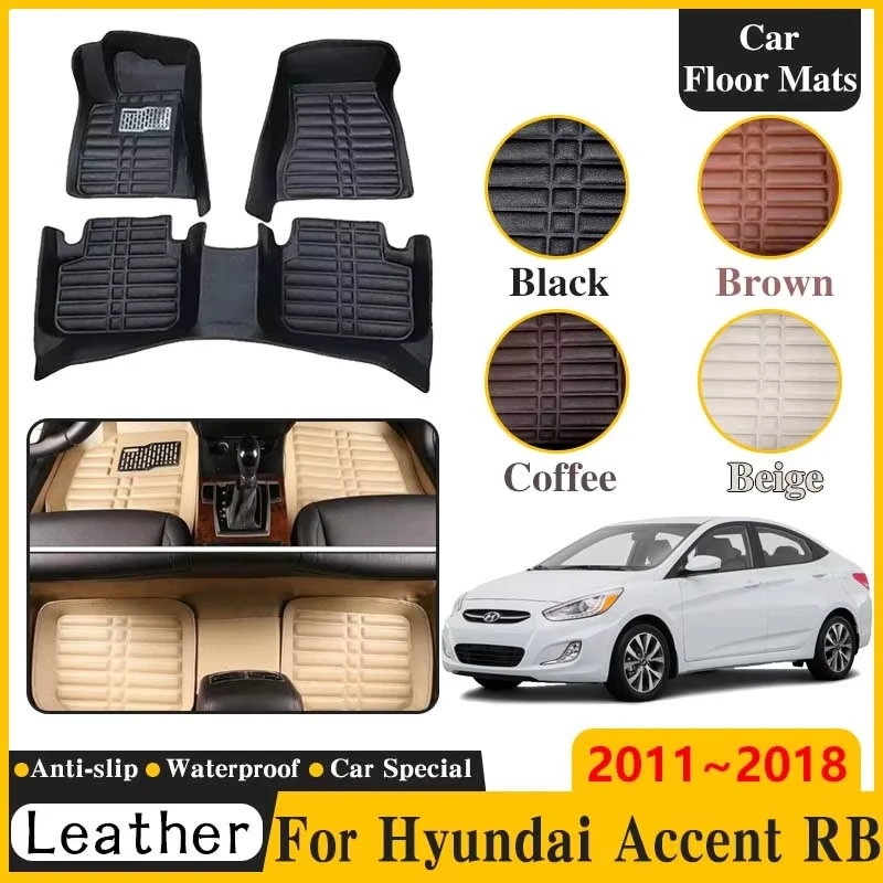 Кожаный автомобильный коврик для Hyundai Accent Solaris 2011 ~ 2018 i25 Accent LHD Pad, запасная запасная часть, авто аксессуары для интерьера