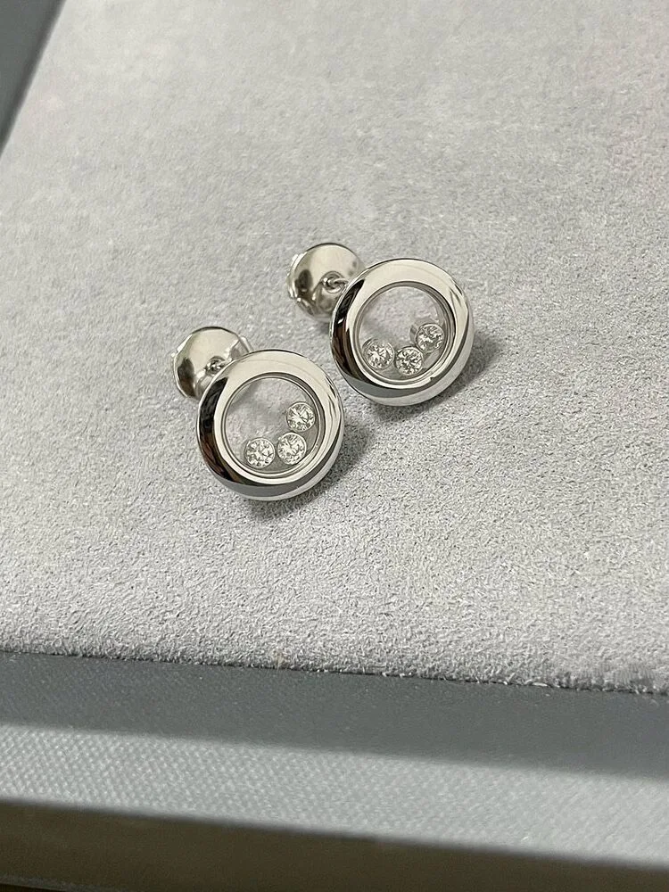 2024 New 3 Diamond Mobile Earrings with High Quality, Elegant and Minimalist Women's Jewelry