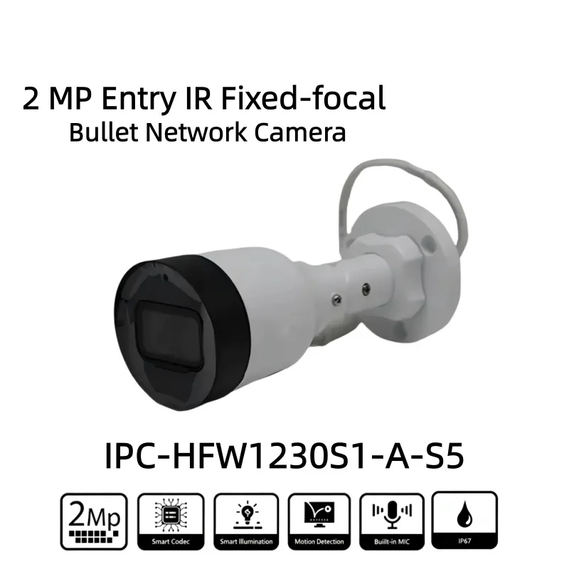

DH Original IPC-HFW1230S1-A-S5 2MP Built-in MIC Fixed-focal Bullet POE Network Camera Motion Detection IR 30M IP67 H.265+