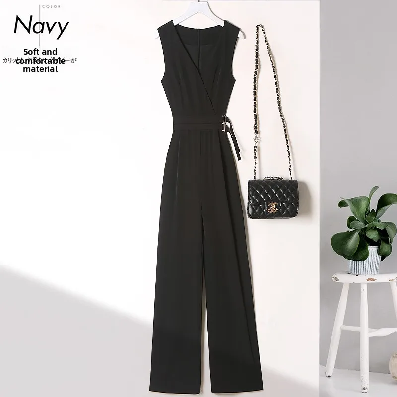 กางเกงขายาวผ้าชีฟองบางเบาทรงขากว้างเอวสูง ช่วยพรางหุ่น ชุดเอี๊ยมกระโปรงยาวสำหรับผู้หญิง สไตล์ลำลอง เหมาะสำหรับใส่ไปทำงาน