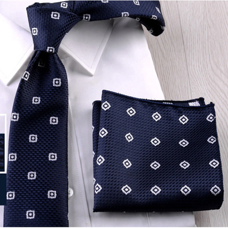 Corbata de cuello con estampado de textura delicada, alta calidad, 7cm, conjunto de pañuelos para boda, fiesta, oficina, corbata Formal de negocios, regalo