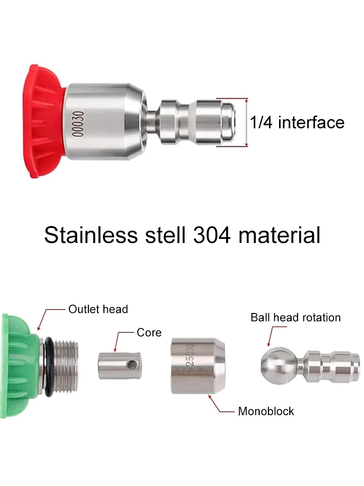 360° Rotatable Pressure Washer Nozzle Tips Kit 1/4 quick connect type Multiple Degrees (0,15,25,40) 4 Spray Nozzles