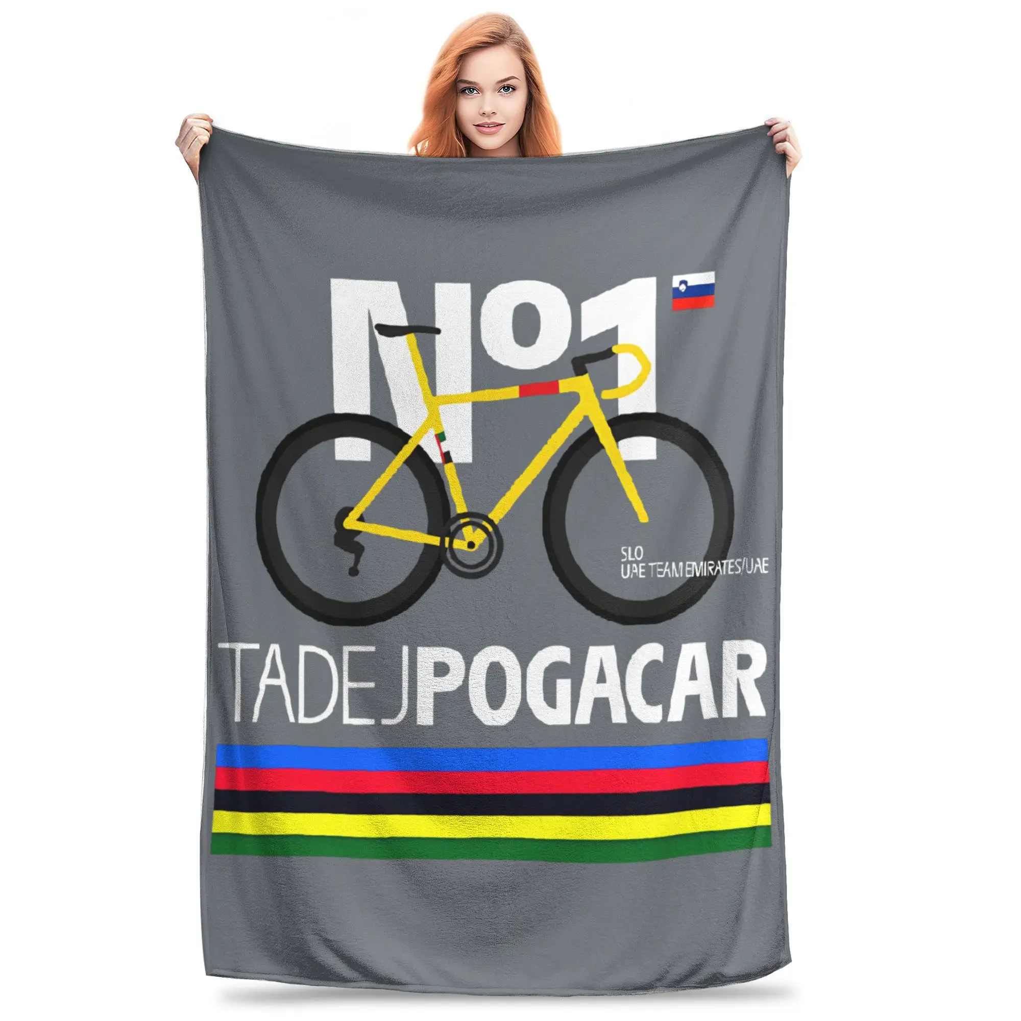 

Tadej Pogacar Blanket Warm Cozy Fluffy Cycling Pogi Team Tour De France Throw Blankets for Bed Multi-size