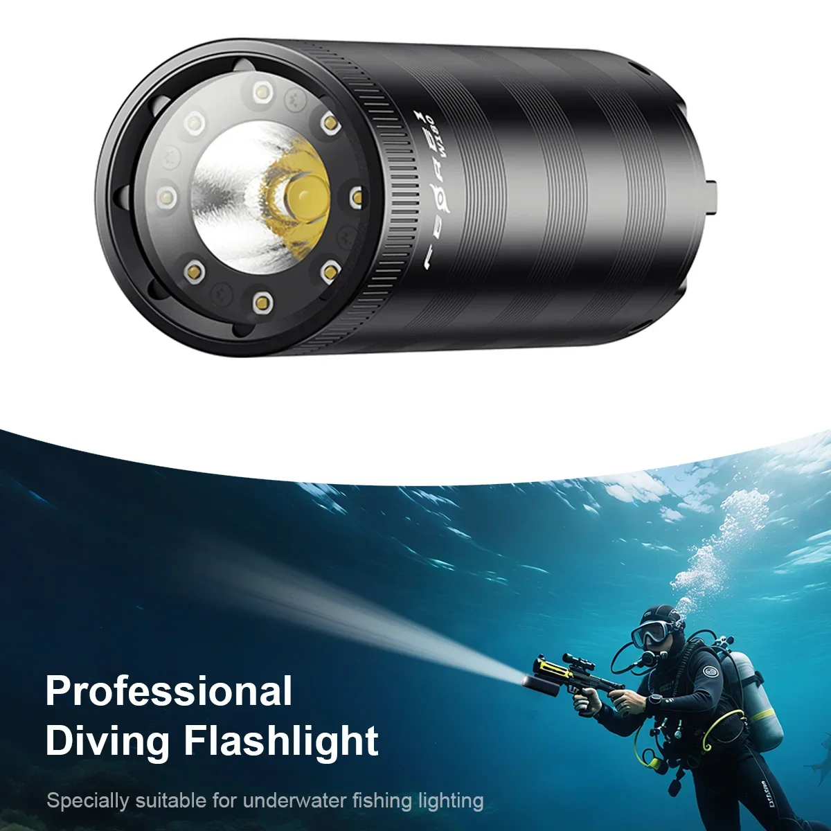 2025 W180 светодиодный перезаряжаемый фонарик для дайвинга, супер яркий и мощный IP68, водонепроницаемый прожектор, прочный фонарик для подводной охоты 2025 W180 светодиодный перезаряжаемый фонарик для дайвинга, супер яркий и мощный IP68, водонепроницаемый прожектор, прочный фонарик для подводной охоты