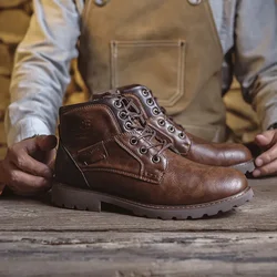Genuine Leather Men's Boots Fashion Men's Casual Leather Shoes British Style Male Boots High Quality Shoes for Men 2024 Botines