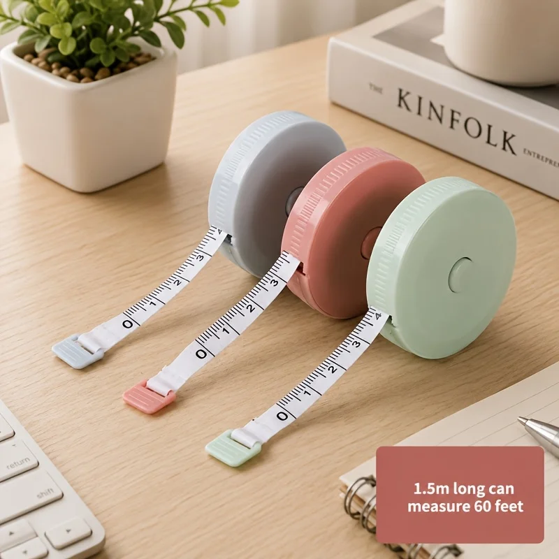 2Automatic retractable tape measure set+Soft tape measure with metal tip Random Color Soft and portable plastic tape measure Mea