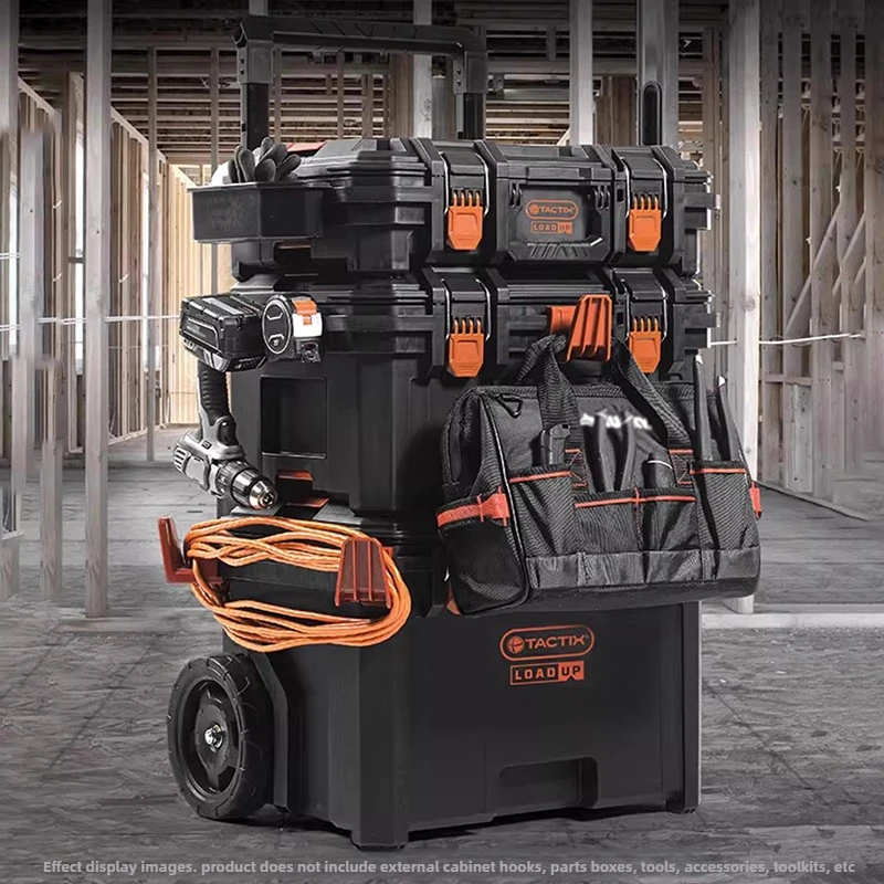 Stacking Tie Rod Toolbox Waterproof Hardware Tool Storage Case Multi-function Large Capacity Tools Organizer Toolkit with Wheels