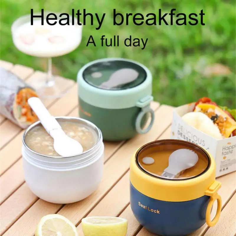 600ml Stainless Steel Soup Cup Breakfast Milk Portable Soup Jar Student Work Preservation Bowl Oat Cup Microwave Heating