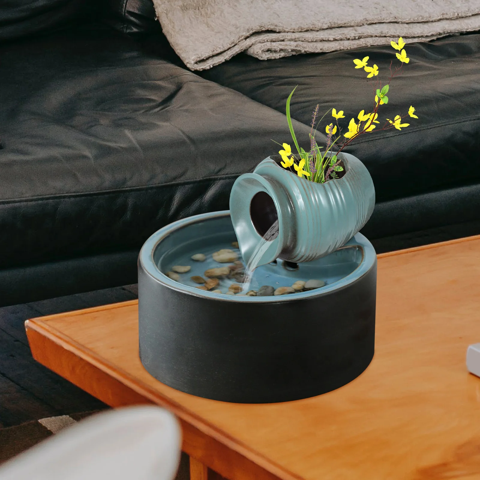 

Circulating Waterfall Jar Ceramic Fountain Pot Outdoor Indoor Decor Water Fountain Fish Pond Garden Landscape Jar