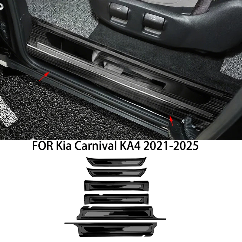 

FOR Kia Carnival KA4 2021-2025 Stainless steel silver Titanium Black car door threshold Inside Protector cover sill guard Trim