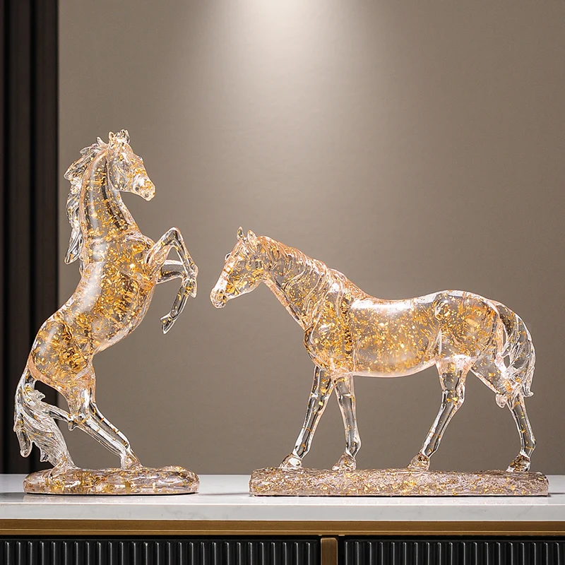 Transparent Sculpture,Horse Decorations,Office Living Room,Study,Wine Cabinet Decoration,Resin Statuette Horses Gift