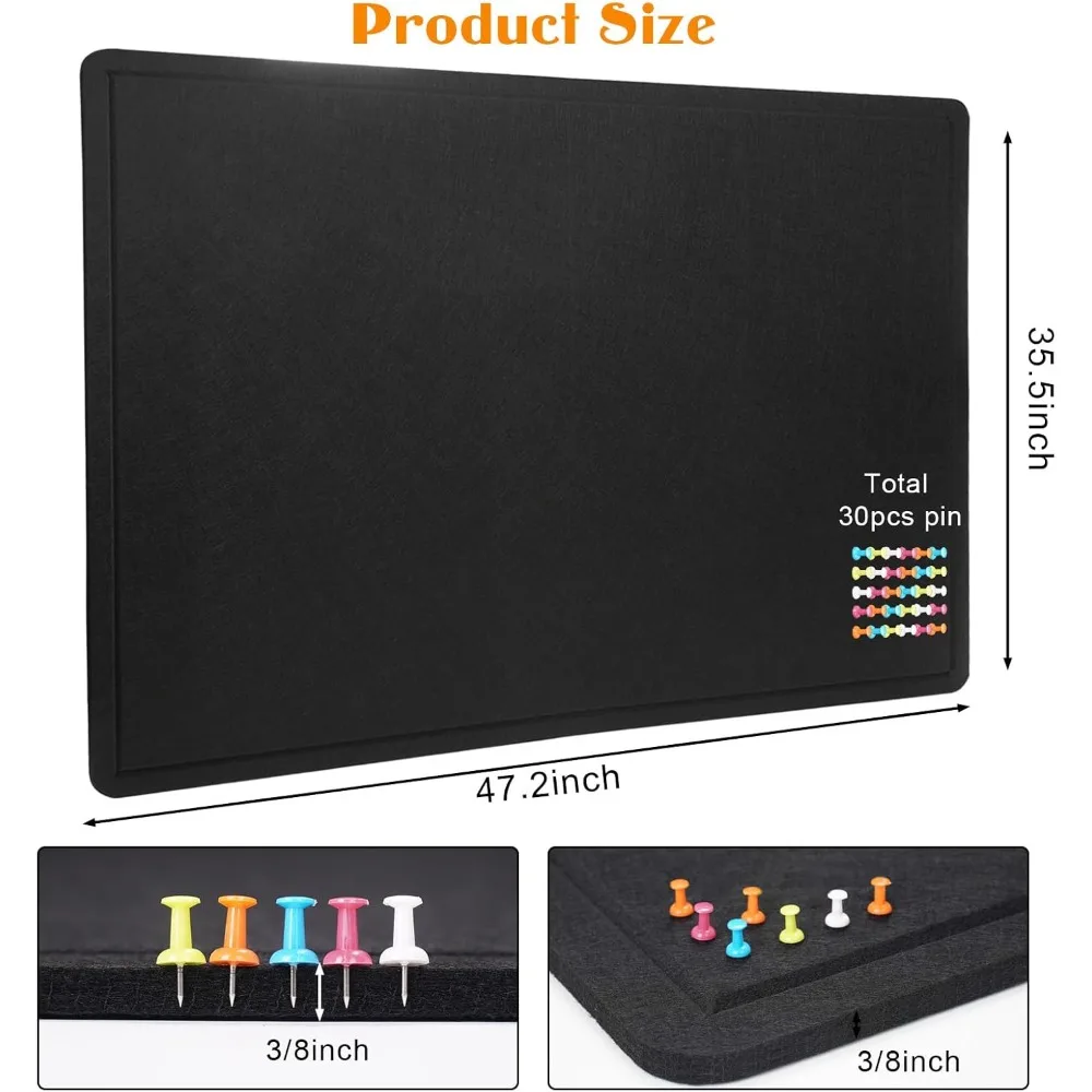 لوحة إعلانات لباد كبيرة مقاس 48 × 36 بوصة، لوحة صور ذاتية اللصق قابلة للطي ومزاج رؤية للمنزل والمكتب والفصول الدراسية #3