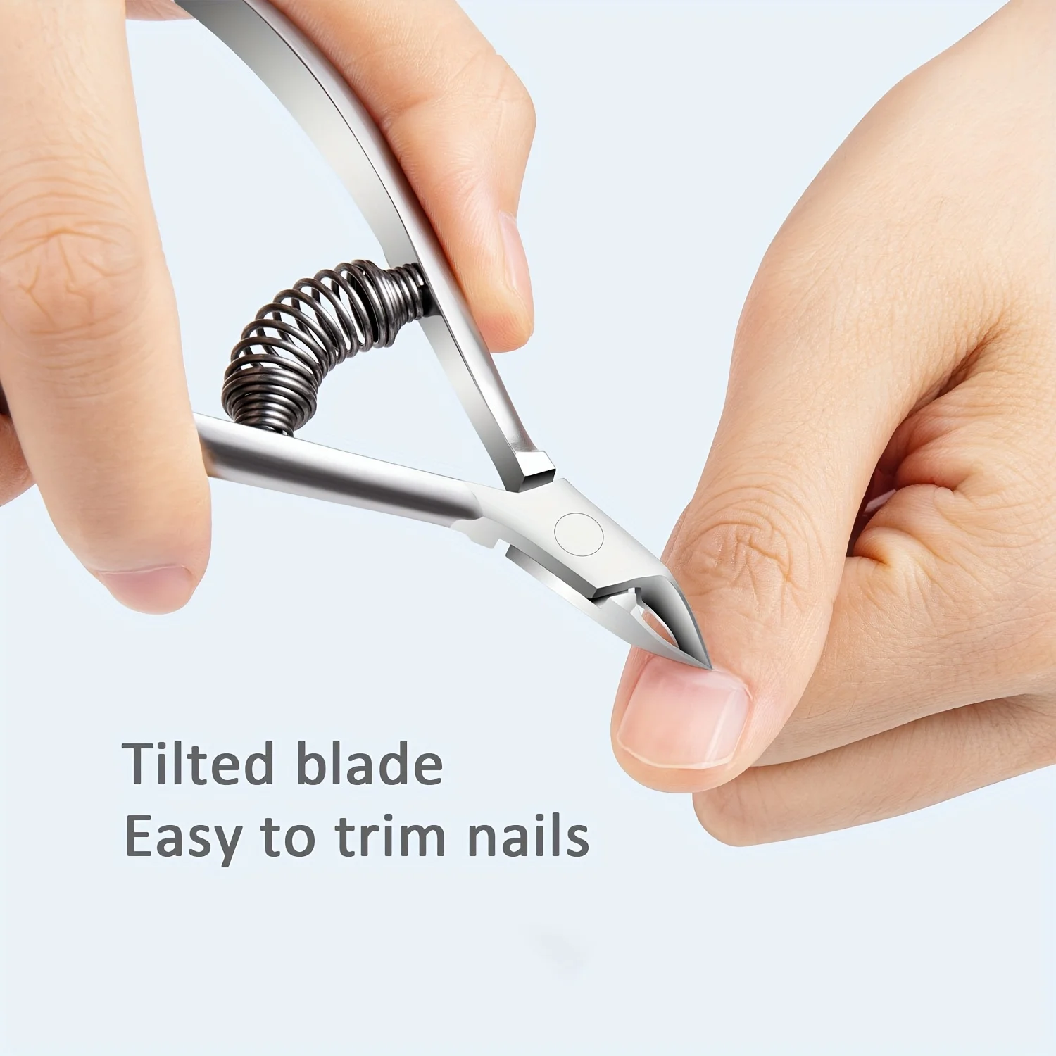 

Профессиональные кусачки для кутикулы из нержавеющей стали с подпружиненными острыми краями, прецизионный инструмент для ухода за ногтями для удаления мертвых светлых бежевых